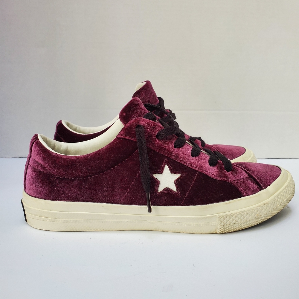 CONVERSE One Star "Ox" Maroon Velvet Low Top Sneaker 5.5/JUNIORS or 7.5/WOMENS - Picture 11 of 11